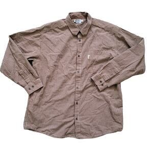 Columbia Sportswear Brown Plaid Button Down Shirt Long Sleeve Shirt Men Sz XL